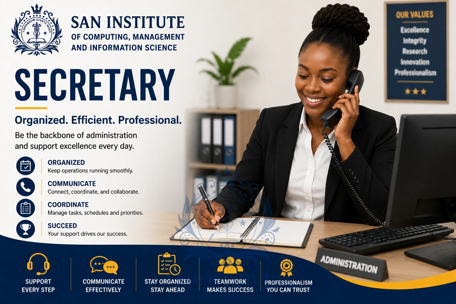 Secretary/Administrative Assistant Job – 1 Vacancy – San Institute of ...